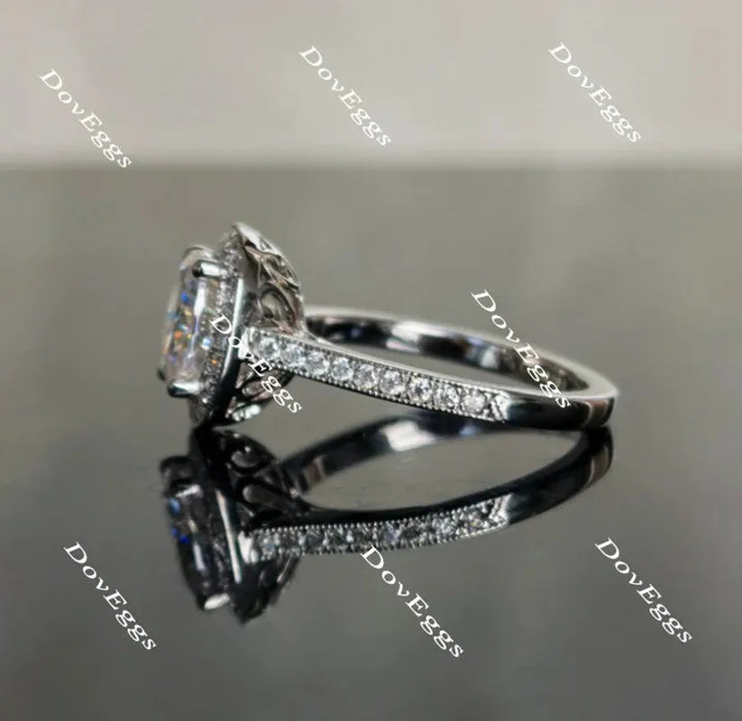 DovEggs half eternity pave halo engagement ring semi-mount only(Exclusively to DovEggs Stones)