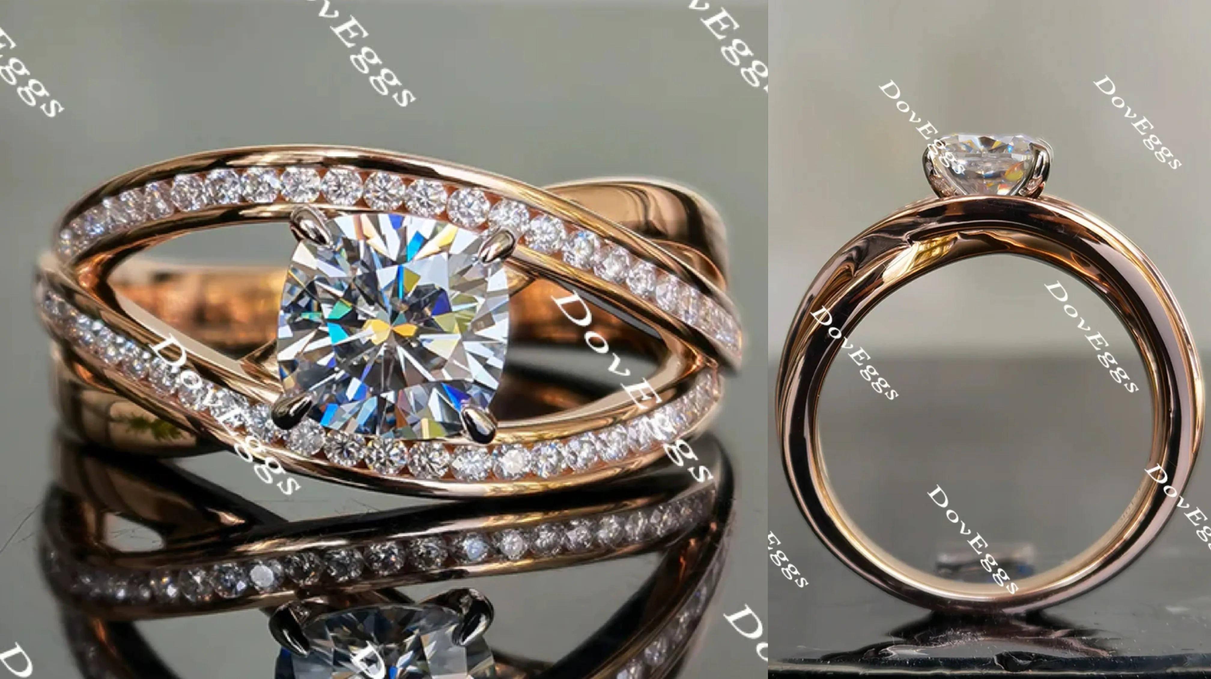 Doveggs cushion curved moissanite engagement ring for women