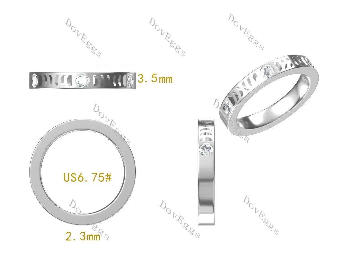 Doveggs round art deco half eternity moissanite/lab grown diamond wedding band-3.5mm band width