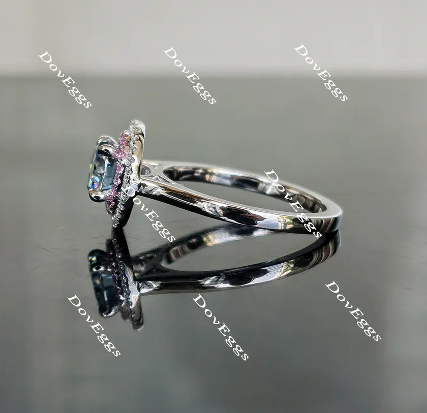 Doveggs round halo moissanite engagement ring