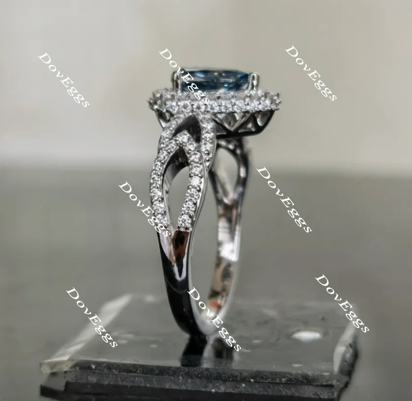 Sassanach pear pave moissanite engagement ring