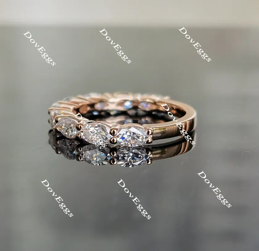Doveggs oval pave moissanite/lab grown diamond wedding band for women-2.1mm band width