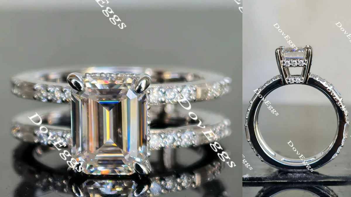 Doveggs emerald eternity pave moissanite engagement ring