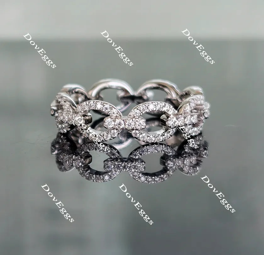 Doveggs round full eternity moissanite/lab grown diamond wedding band-6mm band width