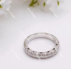 Doveggs Pave moissanite/lab grown diamond wedding band for women-4mm band width