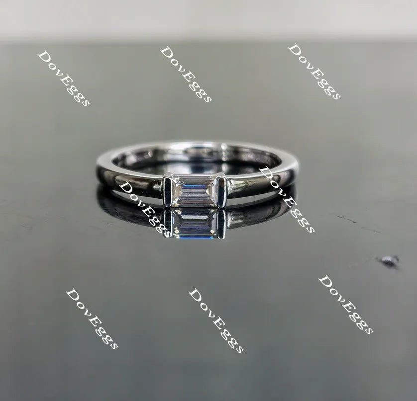 Doveggs emerald moissanite /Lab grown diamond wedding band-2.0mm band width