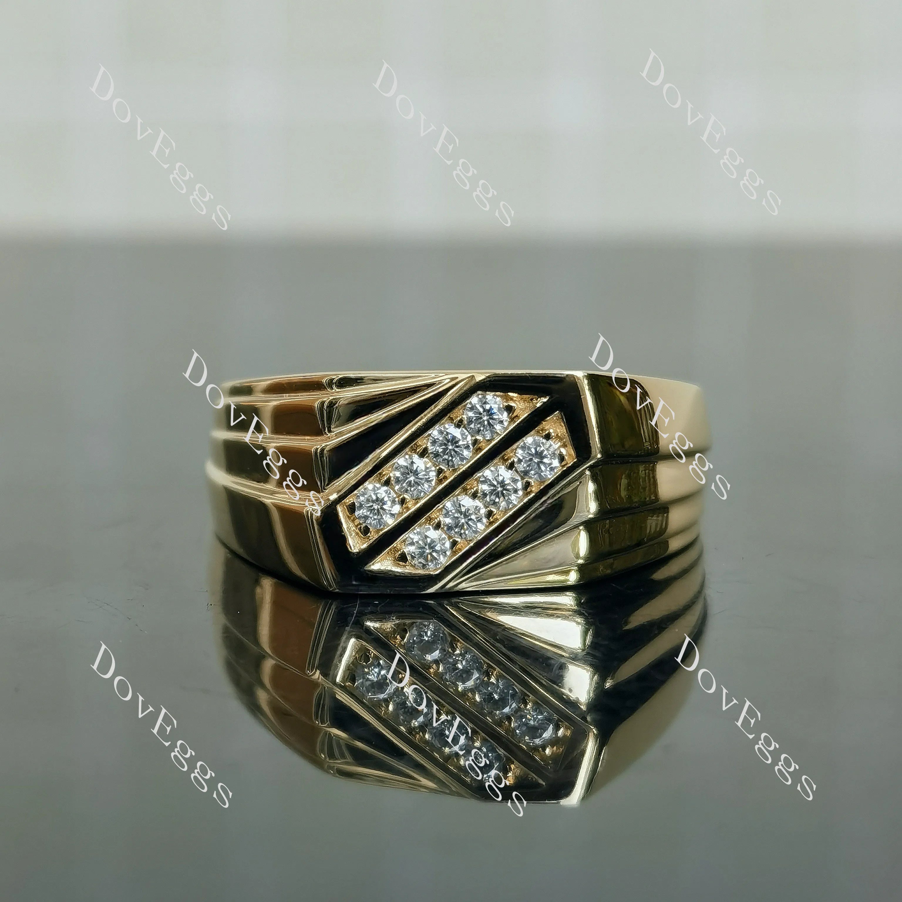 Doveggs round channel set moissanite/lab grown diamond wedding band-3.7mm band width