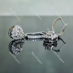 Doveggs pear halo drop moissanite earrings for women