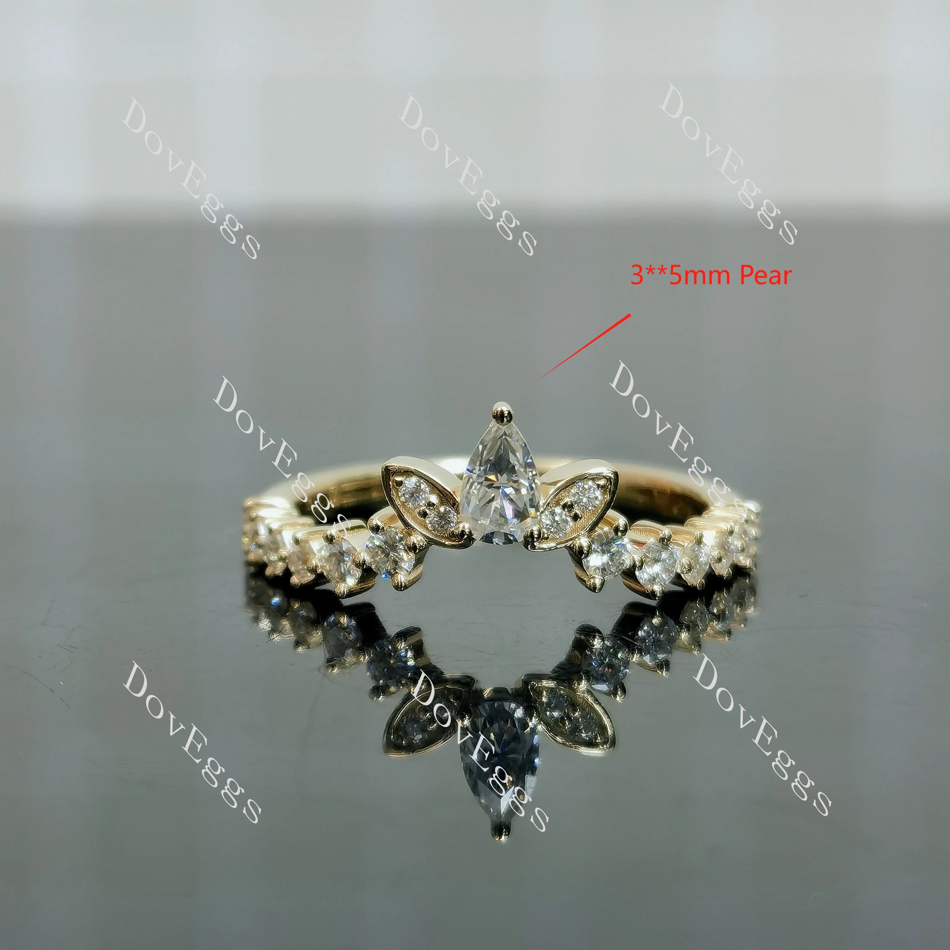 Doveggs marquise round pave moissanite/lab grown diamond wedding band-2.0mm band width