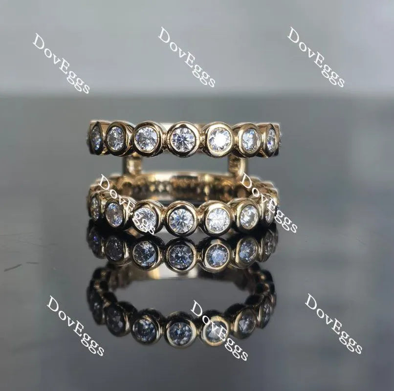 Doveggs round bezel setting moissanite/lab diamond enhancer/wedding band-9mm band width