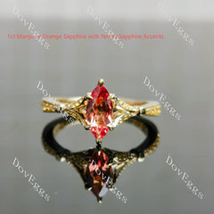 Doveggs marquise art deco orange sapphire colored gem engagement ring