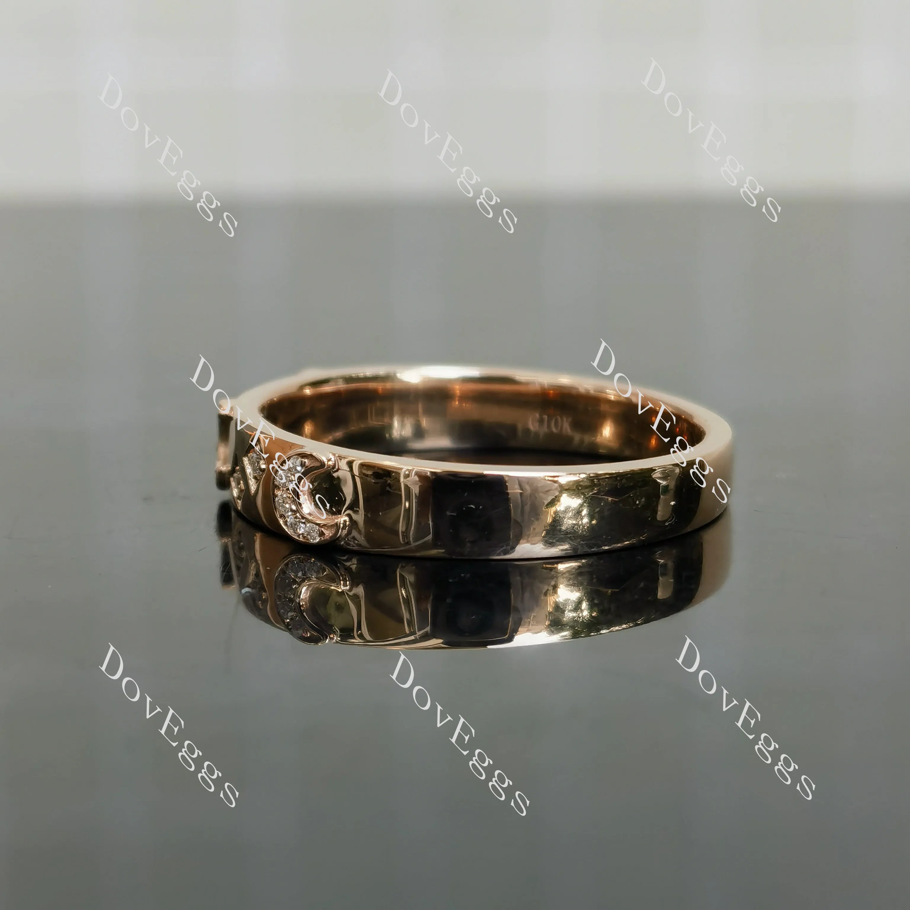 Doveggs star and moon round moissanite/lab grown diamond wedding band-3.5mm band width