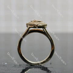 Pear bezel halo moissanite engagement ring| Doveggs