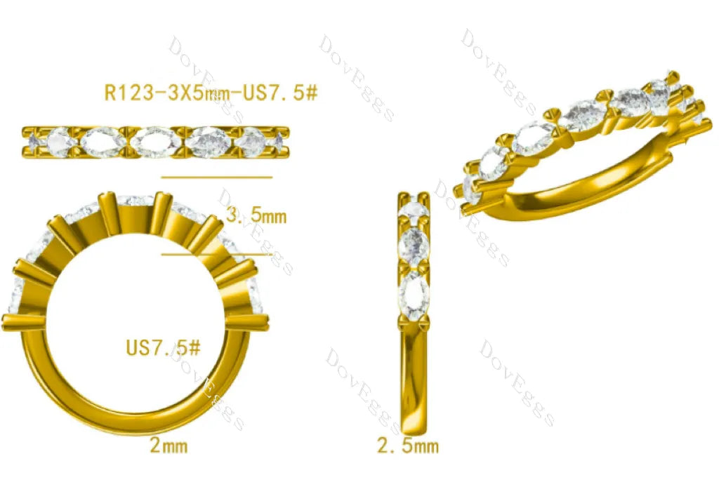 Doveggs oval seven stones moissanite/lab grown diamond wedding band-2.5mm band width