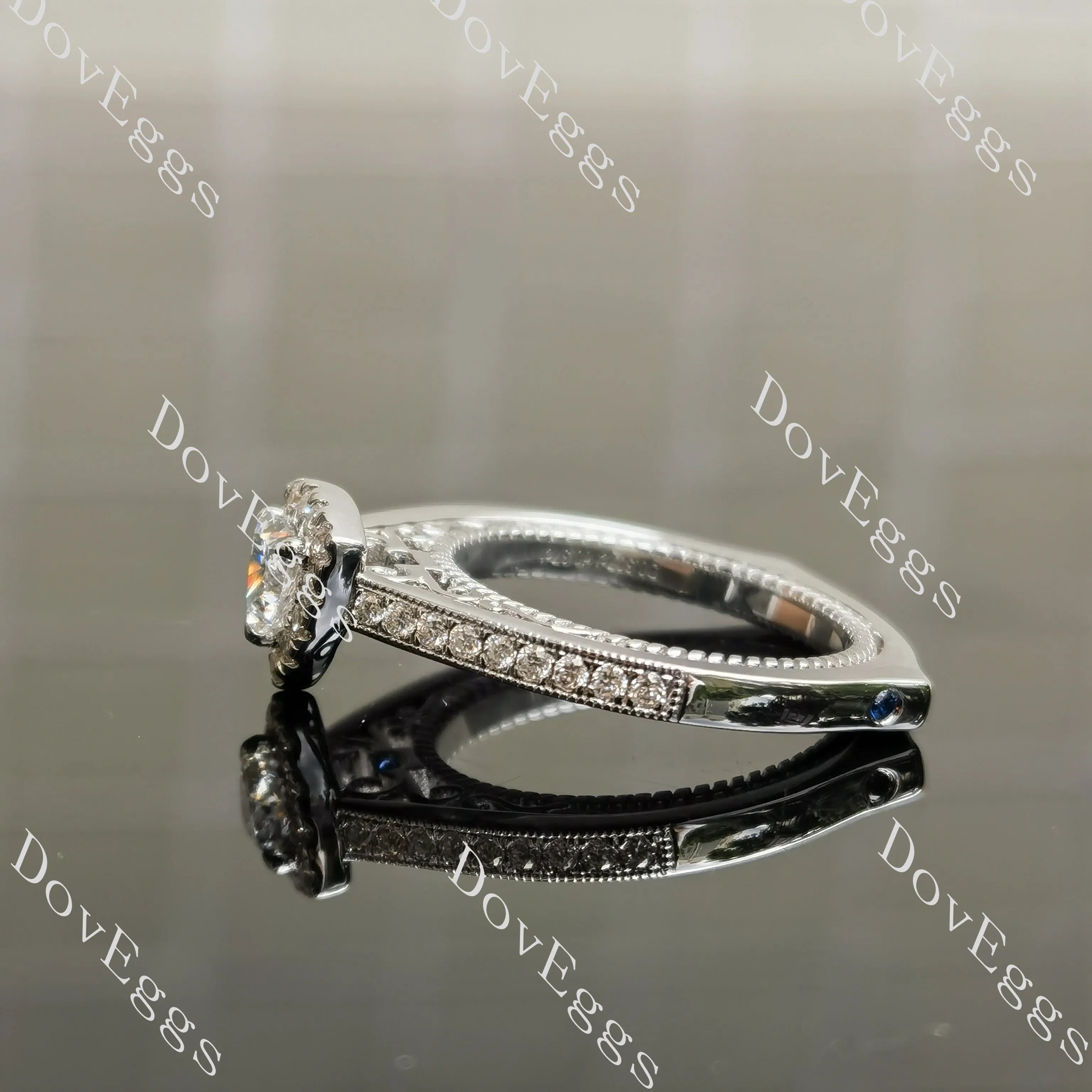 DovEggs halo channel set engagement ring only semi-mount only(Exclusively to DovEggs Stones)