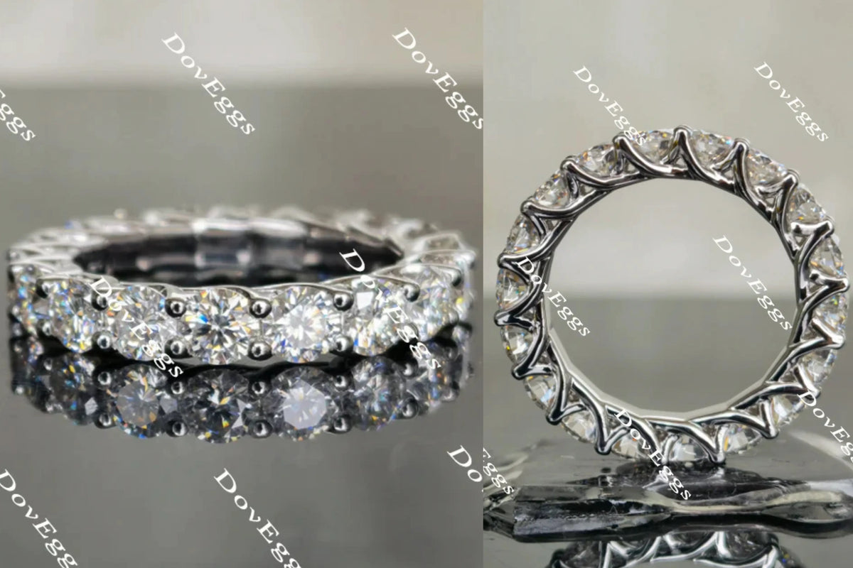 Doveggs round full eternity moissanite/lab grown diamond wedding band-4mm band width
