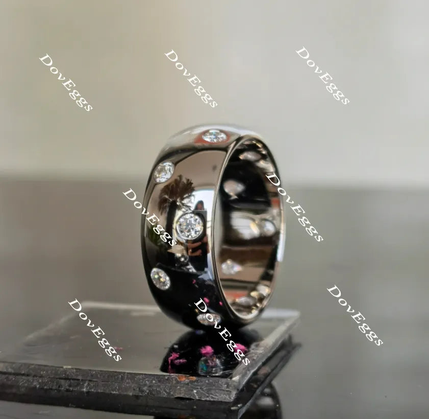 The Diva round moissanite ring/lab grown diamond wedding band-8mm band width