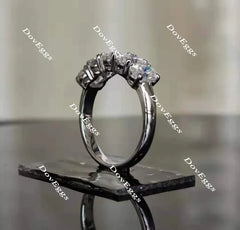 Doveggs Five stone oval moissanite wedding bands/moissanite/lab grown diamond ring-2.4mm band width