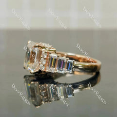 Beth's forever emeralds pave side stones moissanite engagement ring