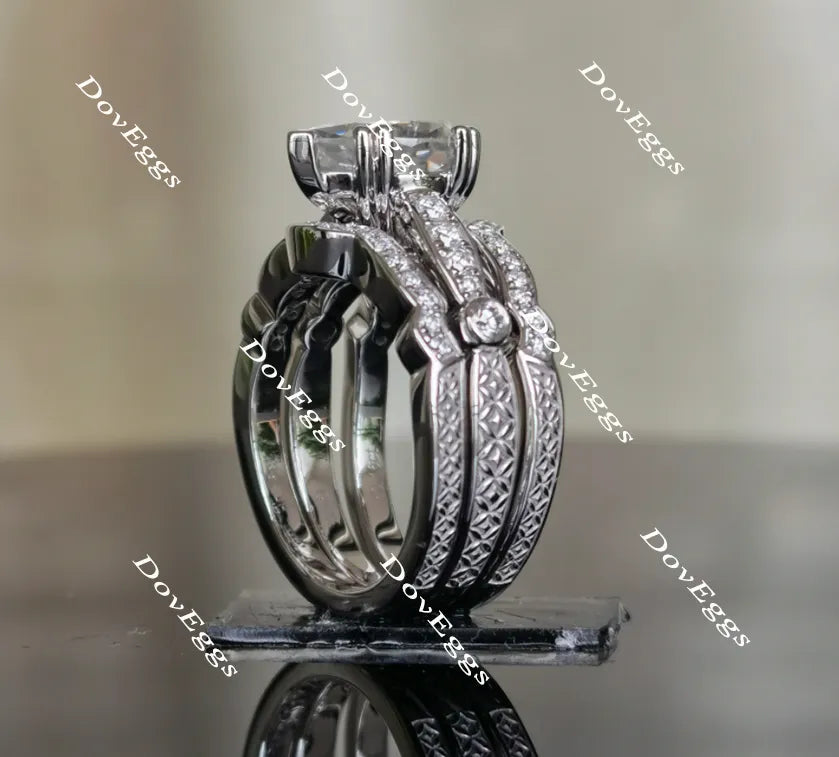 Doveggs pear art deco moissanite engagement ring