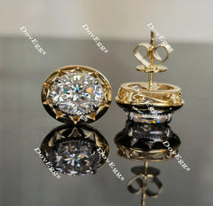 Doveggs flower shape oval moissanite stud earrings for women