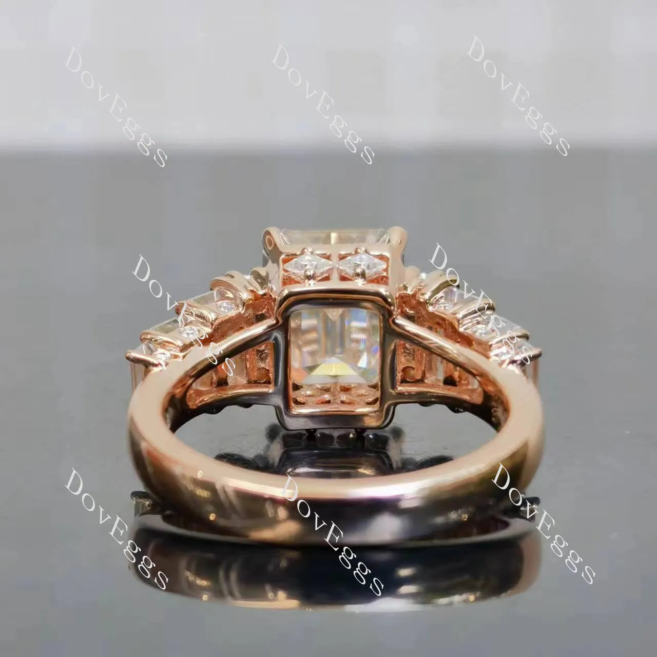 Beth's forever emeralds pave side stones moissanite engagement ring
