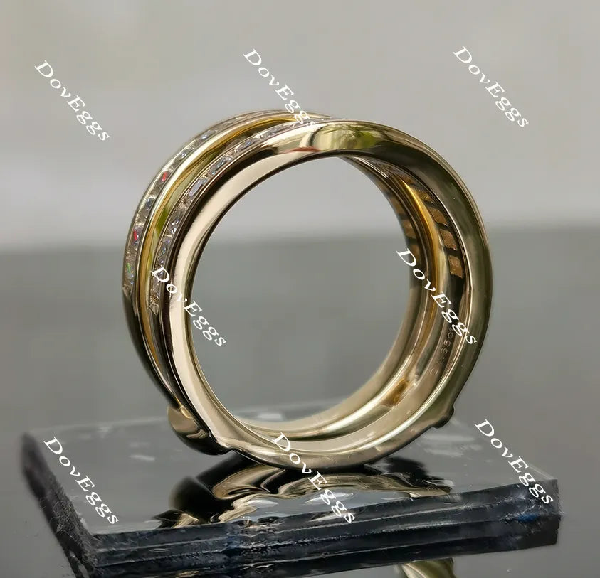 Doveggs princess moissanite/lab grown diamond wedding band/enhancer-8.1mm band width