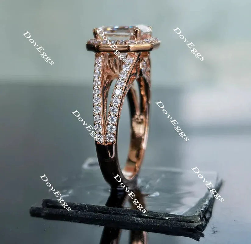 DovEggs split shank halo pave engagement ring only semi-mount only(Exclusively to DovEggs Stones)