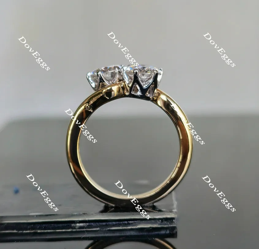 Doveggs round curved band moissanite engagement ring