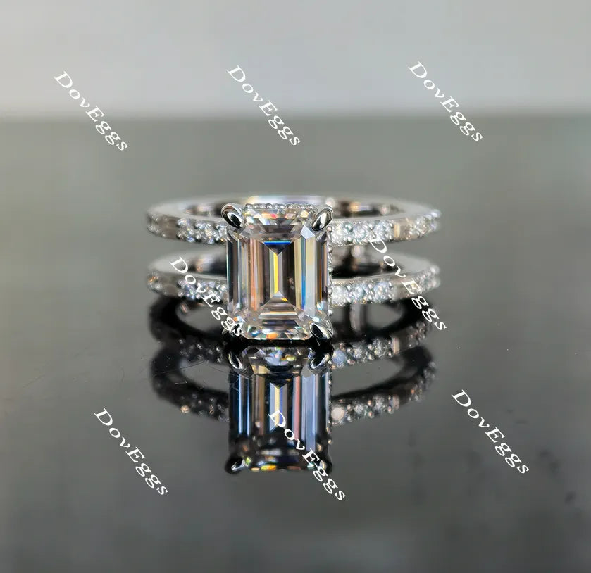 Doveggs emerald eternity pave moissanite engagement ring