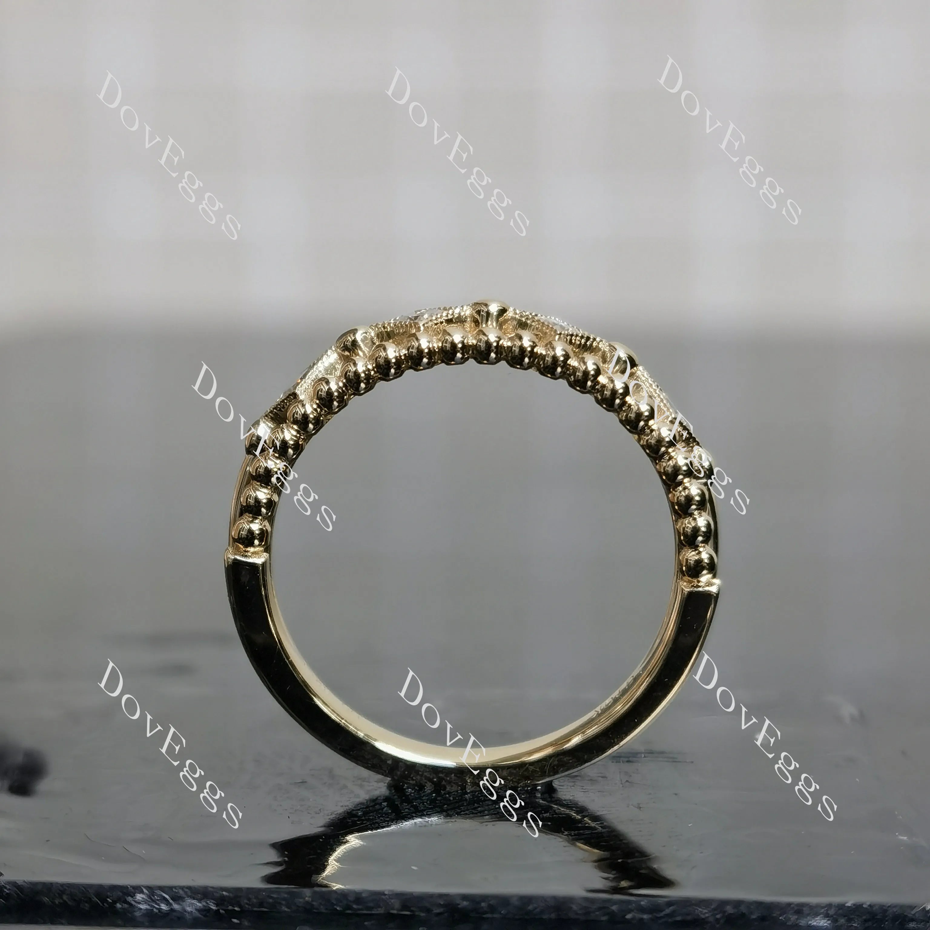 DovEggs art deco princess moissanite/lab grown diamond wedding band