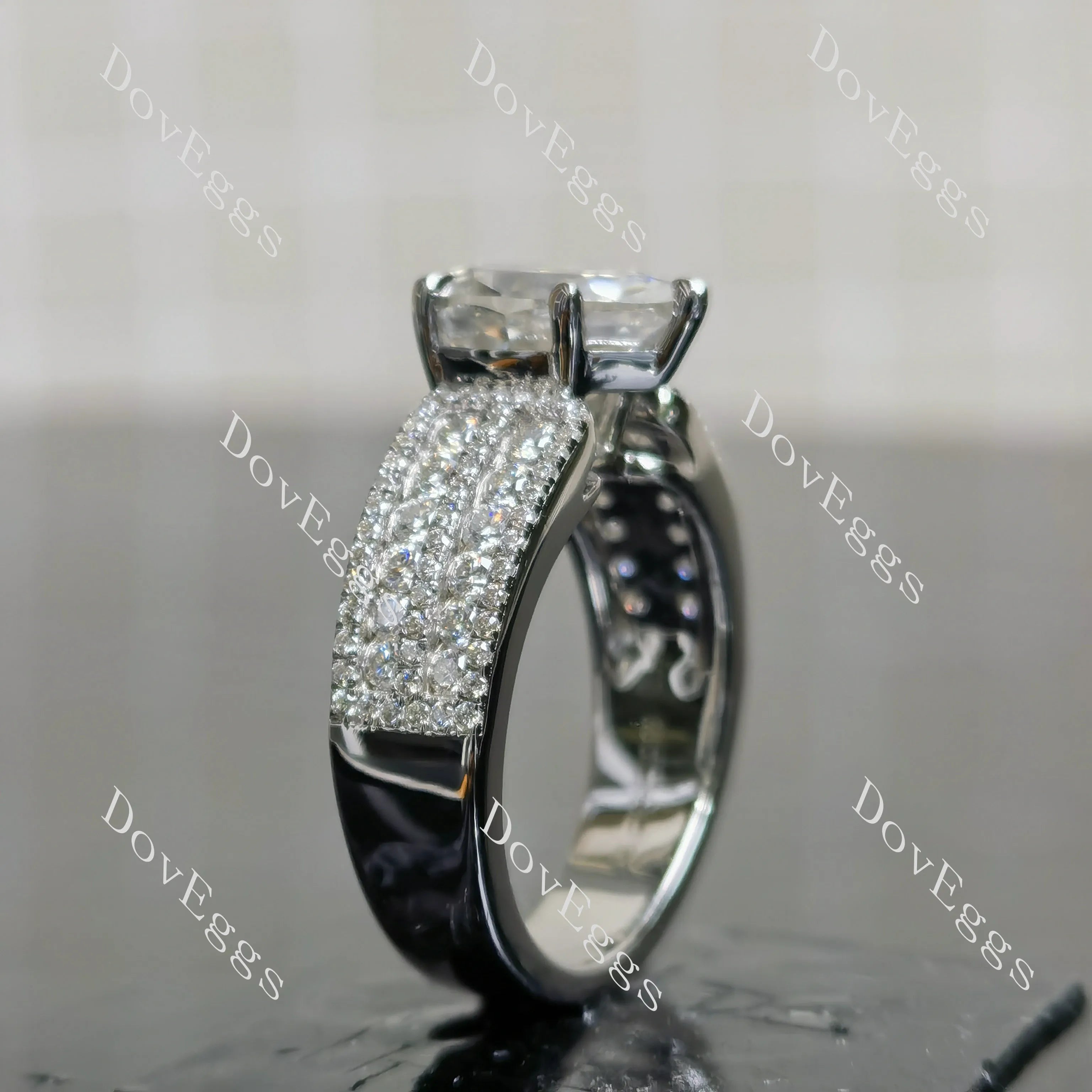 (size 7) Doveggs sterling silver 3ct Pear moissanite engagement ring
