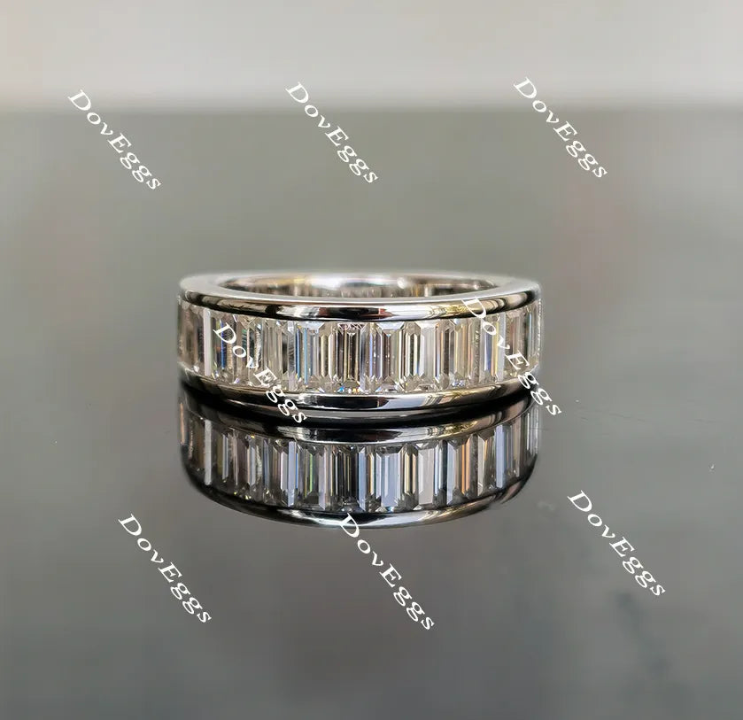 Doveggs half eternity channel set baguette moissanite/lab grown diamond wedding band-6mm band width
