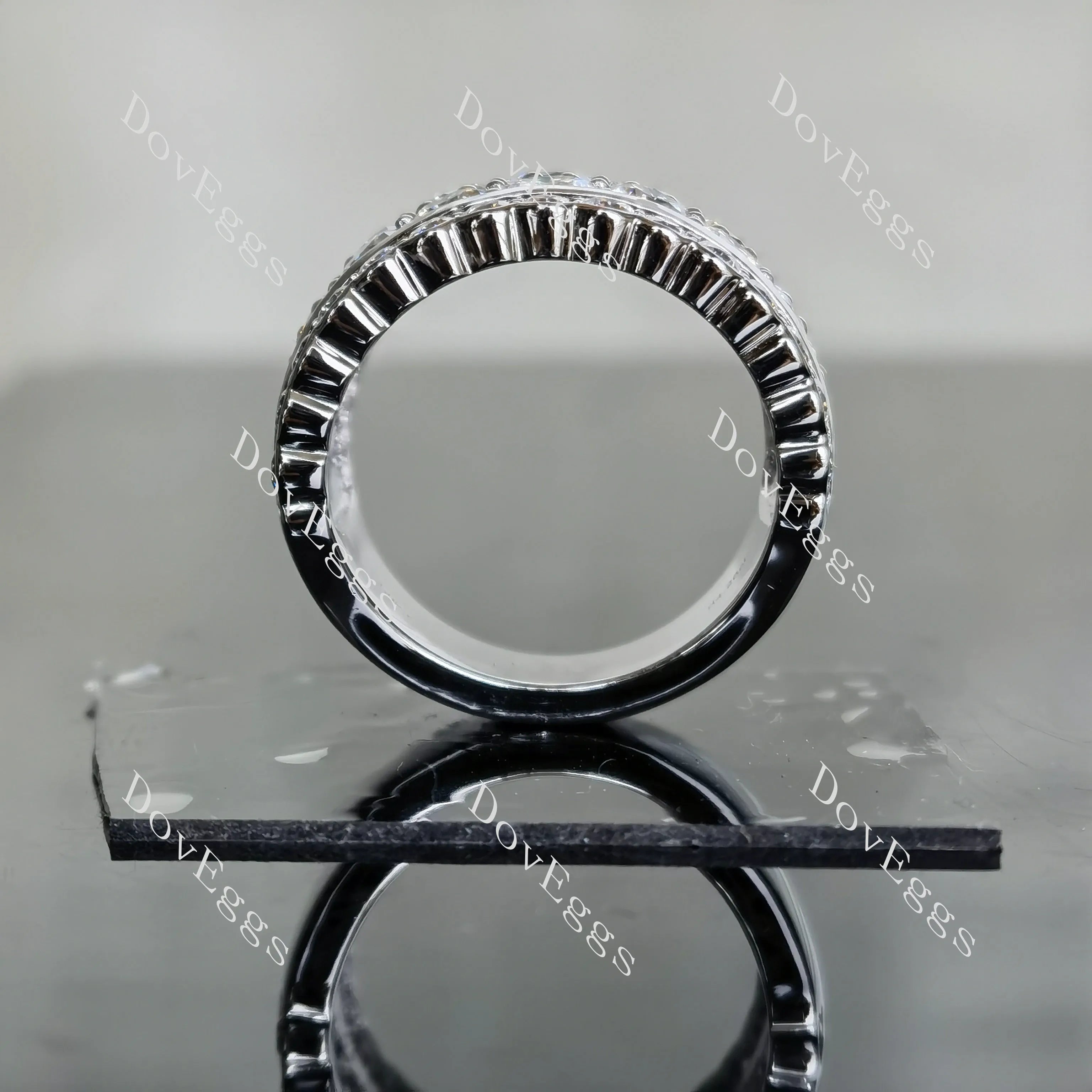 Doveggs round channel set moissanite/lab grown diamond wedding band-6.5mm band width