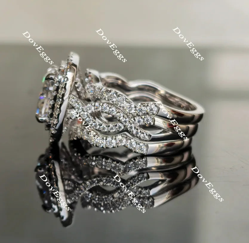 Doveggs round half eternity moissanite/lab grown diamond wedding band-1.8mm band width