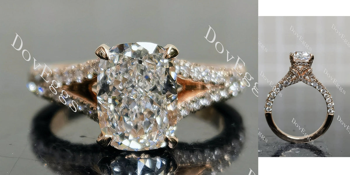 Emily's Hope Cushion Pave Split Shanks Half Eternity Lab Grown Diamond Engagement Ring