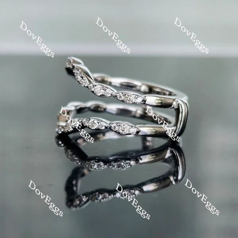 Doveggs round half eternity pave curved moissanite/lab grown diamond enhancer-6.8mm band width