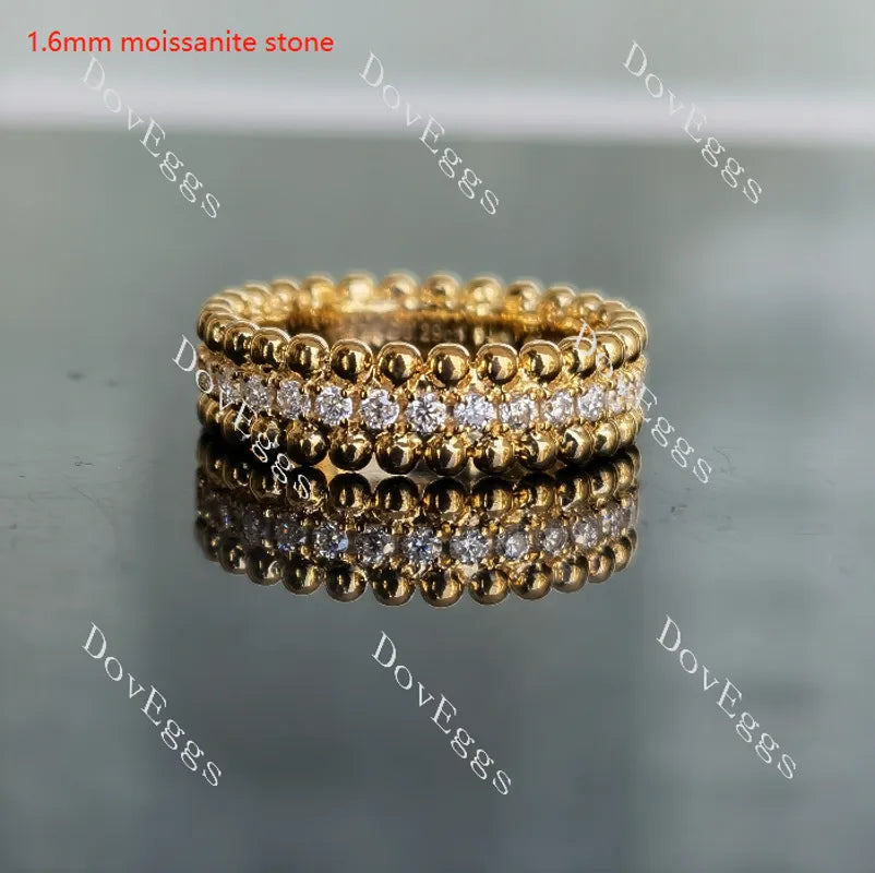 Doveggs round full eternity pave moissanite/lab grown diamond wedding band for women-5.2mm band width