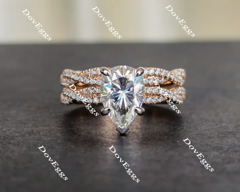 doveggs pear moissanite bridal set (2 rings)