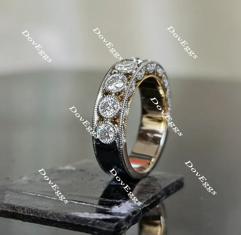 Doveggs bezel setting moissanite/lab grown diamond wedding band-4.9mm band width