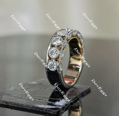 Doveggs bezel setting moissanite/lab grown diamond wedding band-4.9mm band width
