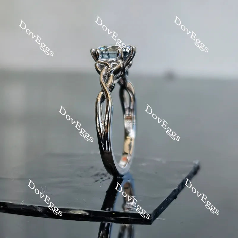 Doveggs round hollow out band solitaire moissanite engagement ring