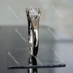 Doveggs emerald split shank hidden halo moissanite engagement ring
