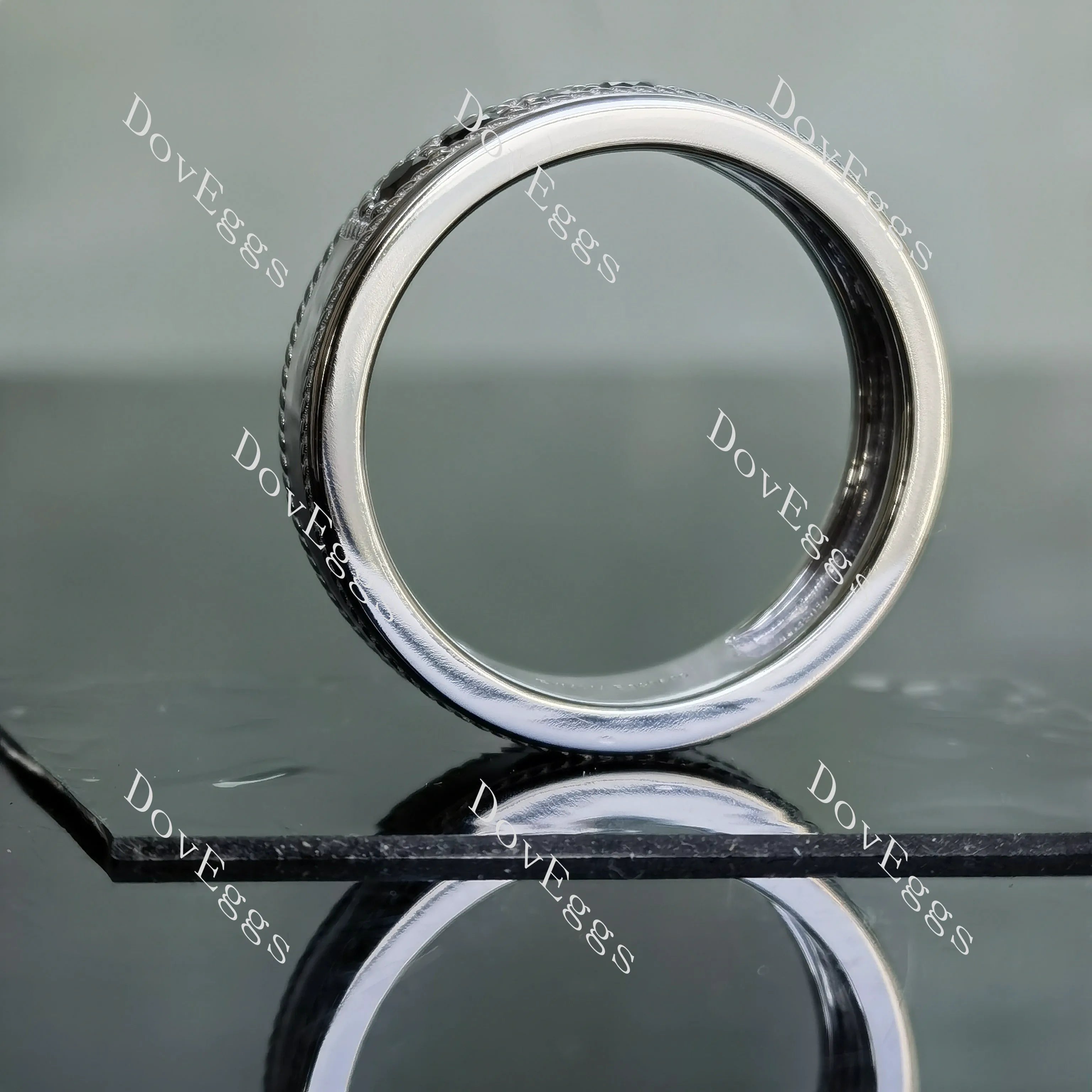 Doveggs round pave moissanite&colored gem wedding band-6mm band width