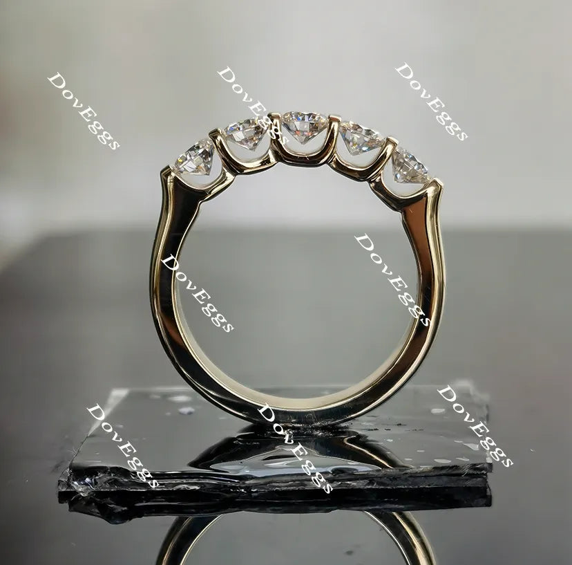 Doveggs Five stone moissanite /lab grown diamond wedding band/moissanite ring-4mm band width
