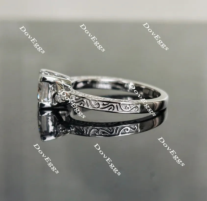Doveggs princess carved vintage moissanite engagement ring