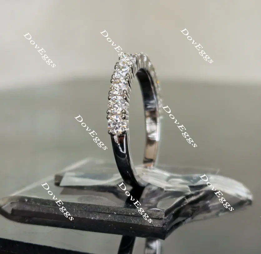 Doveggs round half eternity pave moissanite/lab grown diamond wedding band (wedding band only)-2.0mm band width