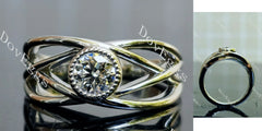 Doveggs Round Bezel Split Solitaire Lab Grown Diamond Engagement Ring