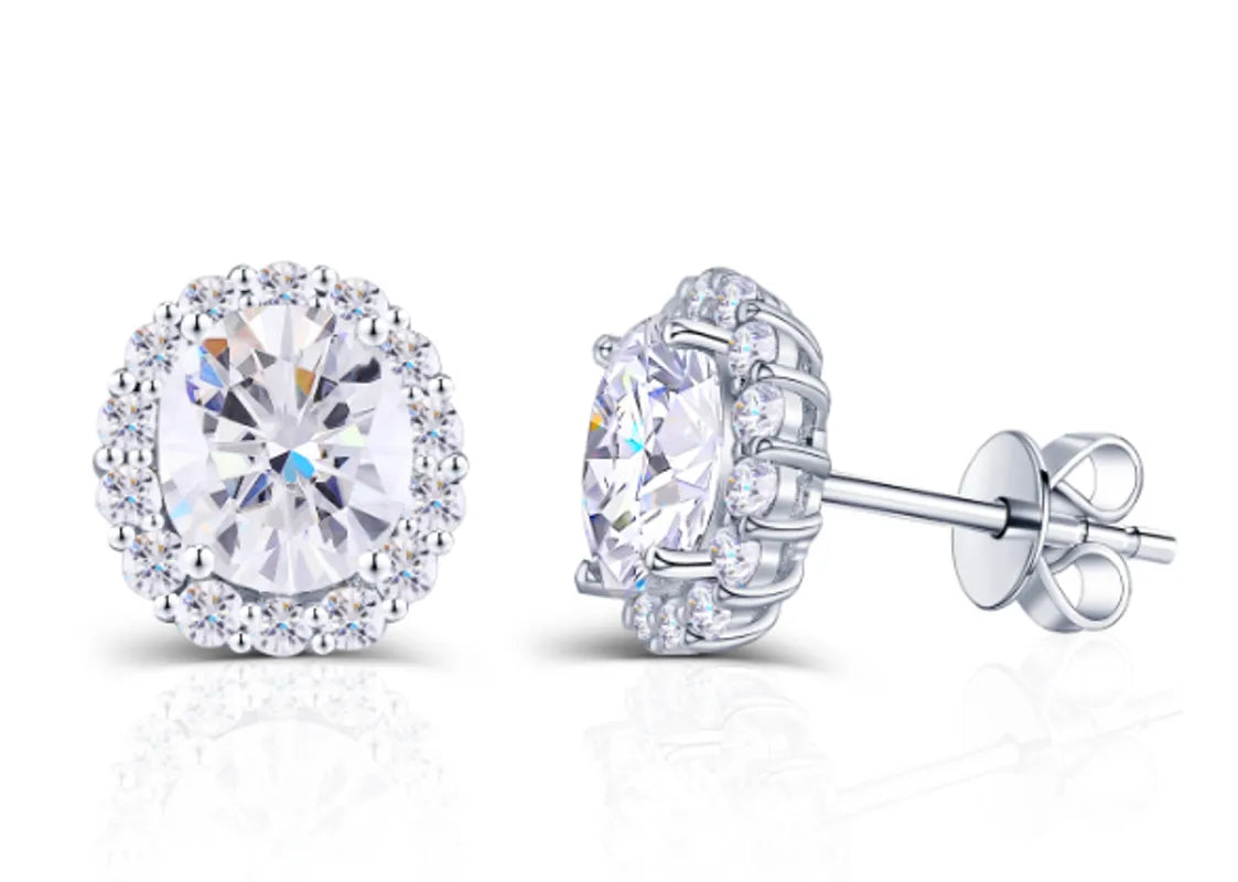 Doveggs oval moissanite studs push back earrings for women