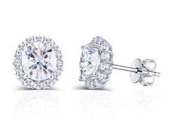 Doveggs oval moissanite studs push back earrings for women